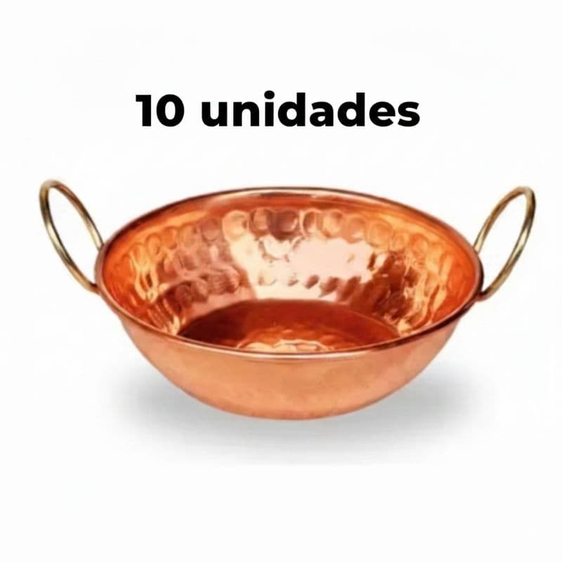 Tachinho de Cobre 5cm Kit com 10 unidades (Alças douradas)