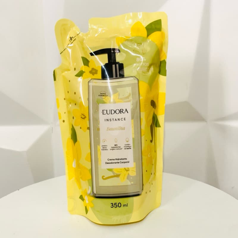 Eudora Instance Baunilha Refil 350ml – Creme Hidratante Desodorante Corporal