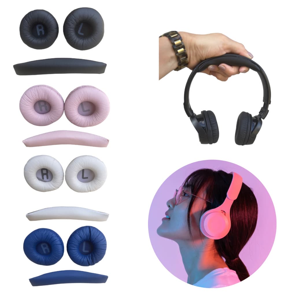 Par Espuma Almofada Reposição P/Fone Tune 600 T500 T500BT T450 T450BT | Kit 2 Ear Pads + 1 Almofada Arco