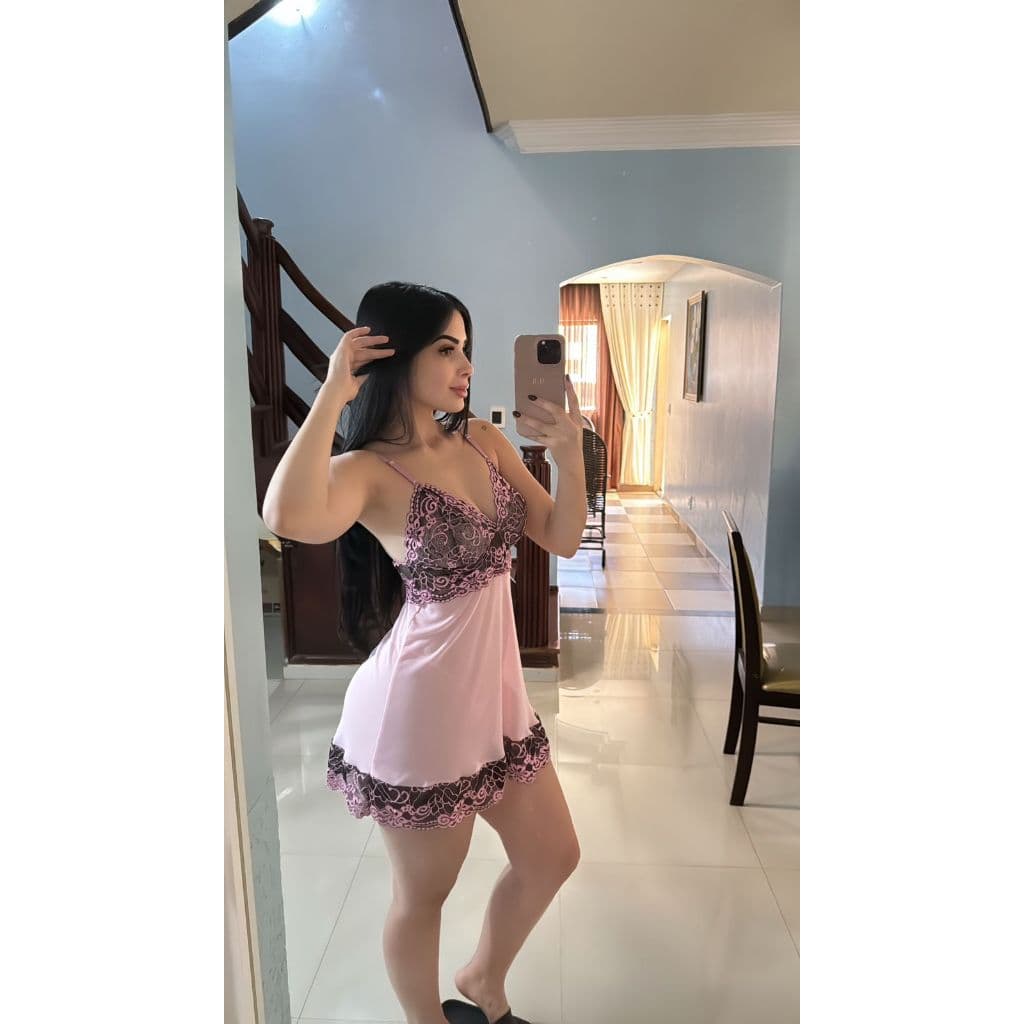 Camisola de Tule e Renda Com Calcinha