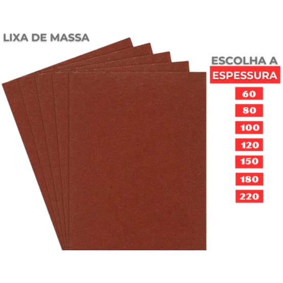 Kit Lixas de Massa Parede Tatu – Grãos 50/60/80/100/120 ou 180 para Gesso, Alvenaria e Madeira (Escolha a Quantidade)