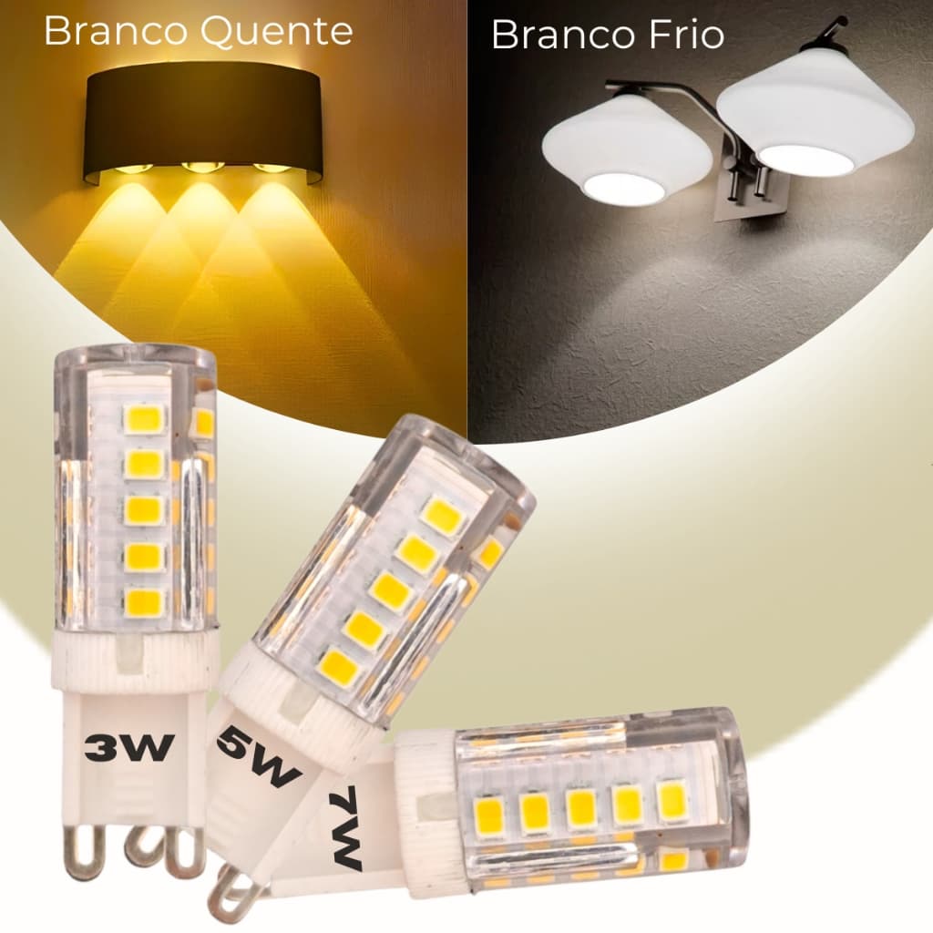 Lampada LED G9 Halopin Bivolt 3W 5W 7W Economica para Lustres e Arandelas