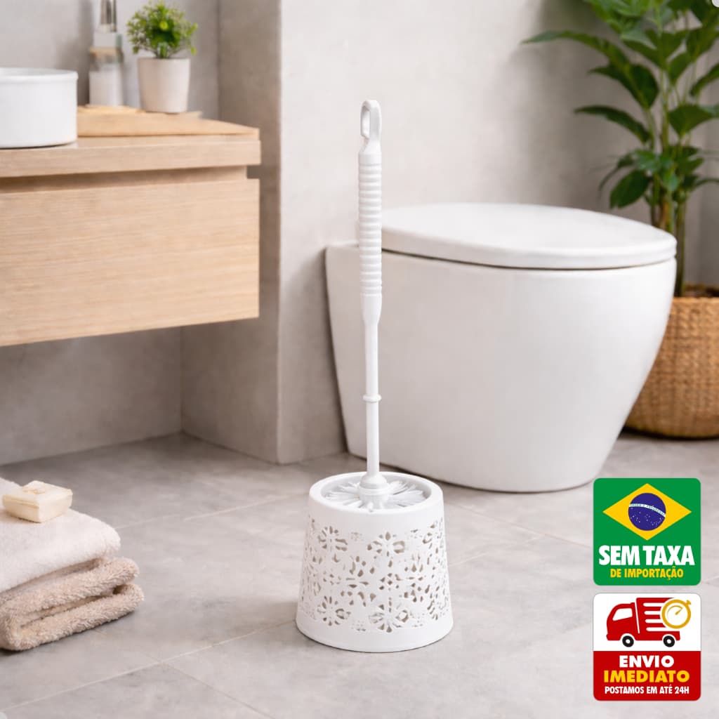 Escova Sanitária Plástica com Suporte Higiênico Design Vazado ou lisa Elegante para Banheiro