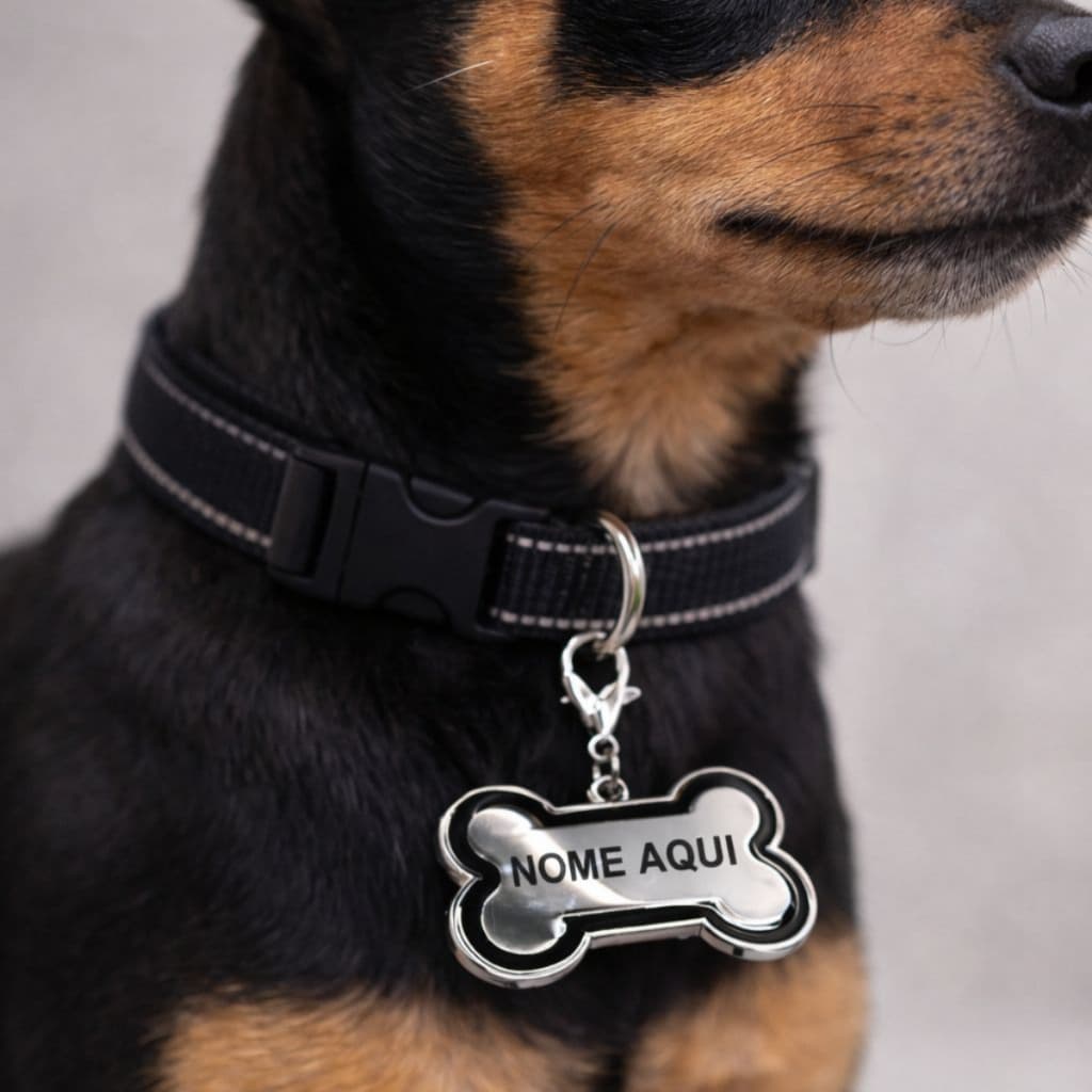 Placa de Identificação Pet Plaquinha/Pingente Personalizado Nome ou Nome+Contato de Emergência