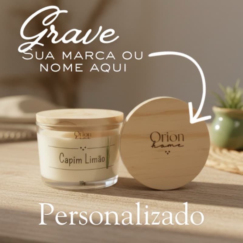 Vela Aromática Premium 110g Personalizada Gravação na Tampa - Presente Luxo Oficial Essência Concentrada Perfumada