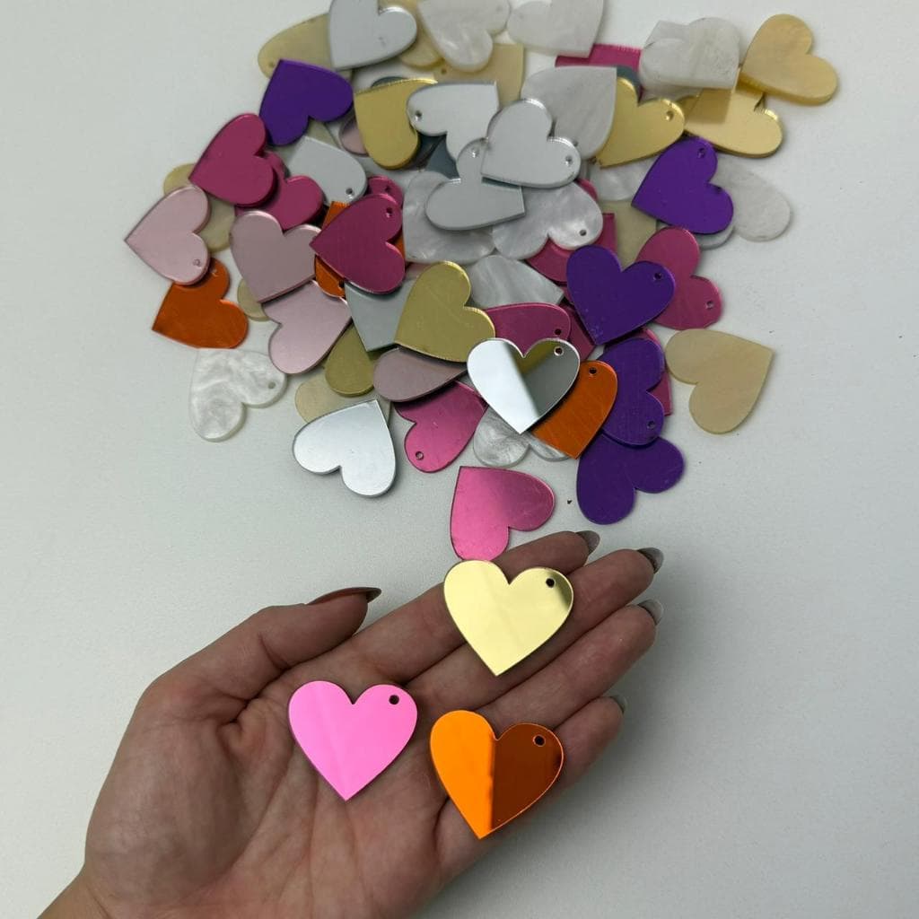 100 UNIDADES | TAG CORAÇÃO EM ACRÍLICO – 3 CM
