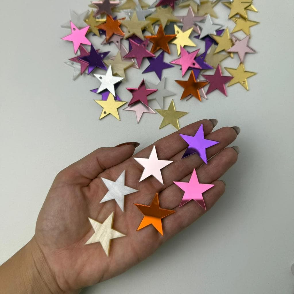 100 UNIDADES | TAG ESTRELA EM ACRÍLICO – 3 CM