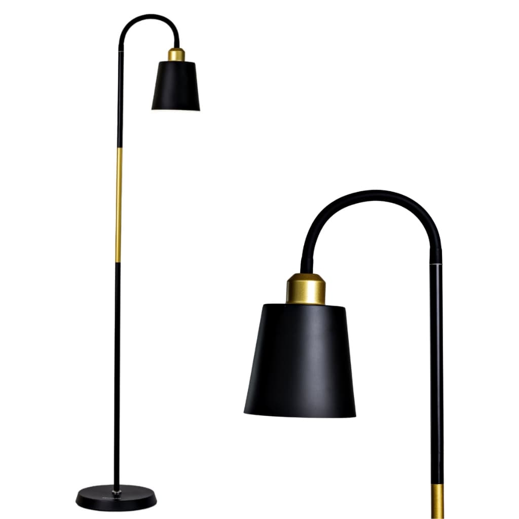 Luminária de Chão Coluna com Braço Flexível Direcionável para Leitura Detalhe em Cor Cobre