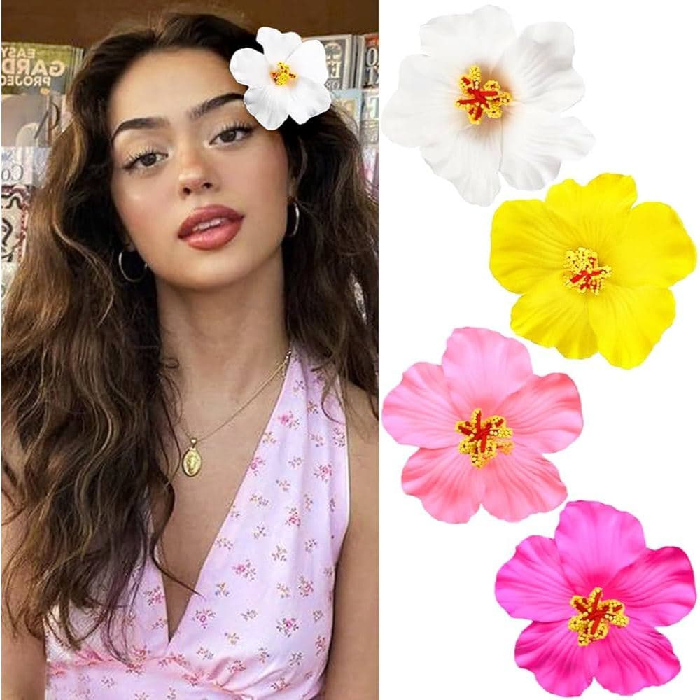 Presilha Flor de cabelo Hibisco Havaiana Grampo De Praia De verão De Carnaval