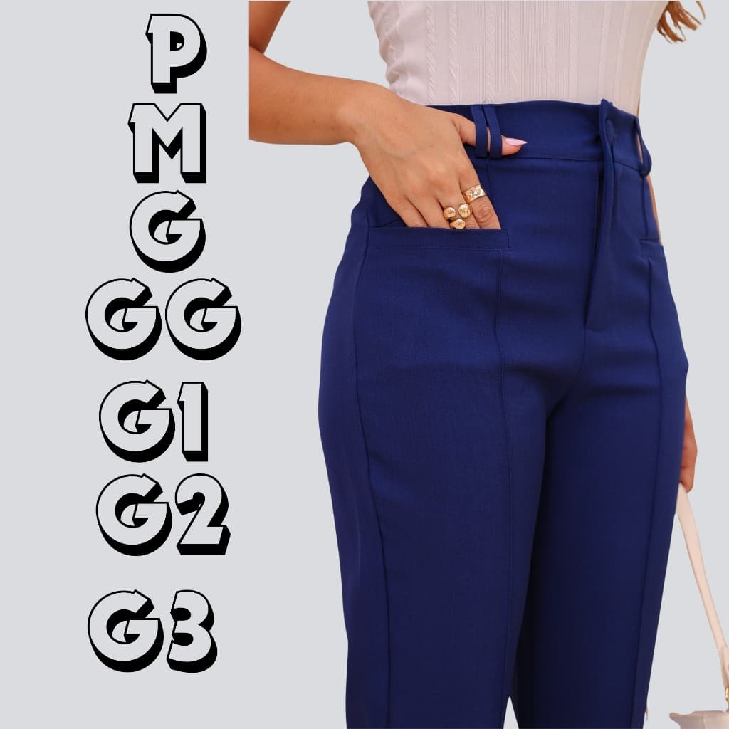 Calça Social Skinny Elegante alfaiataria Premium Con  Bolsos Na Frente