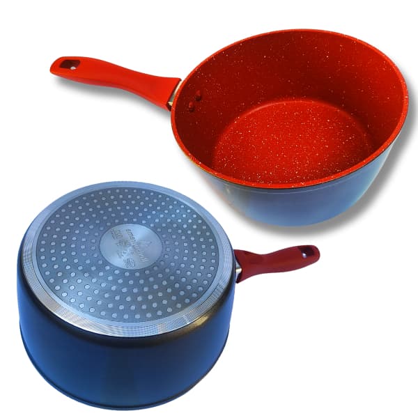 Panela 20cm Antiaderente Sauté Vermelho Indução Fundo Triplo