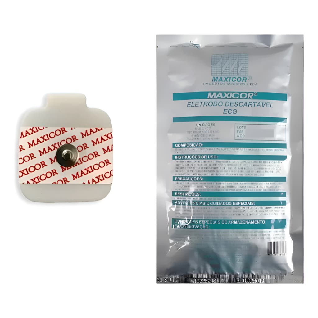 Kit 10 Pacotes Eletrodo Descartavel Para Ecg Monitoração Cardíaca Adulto 500 Eletrodos Maxicor