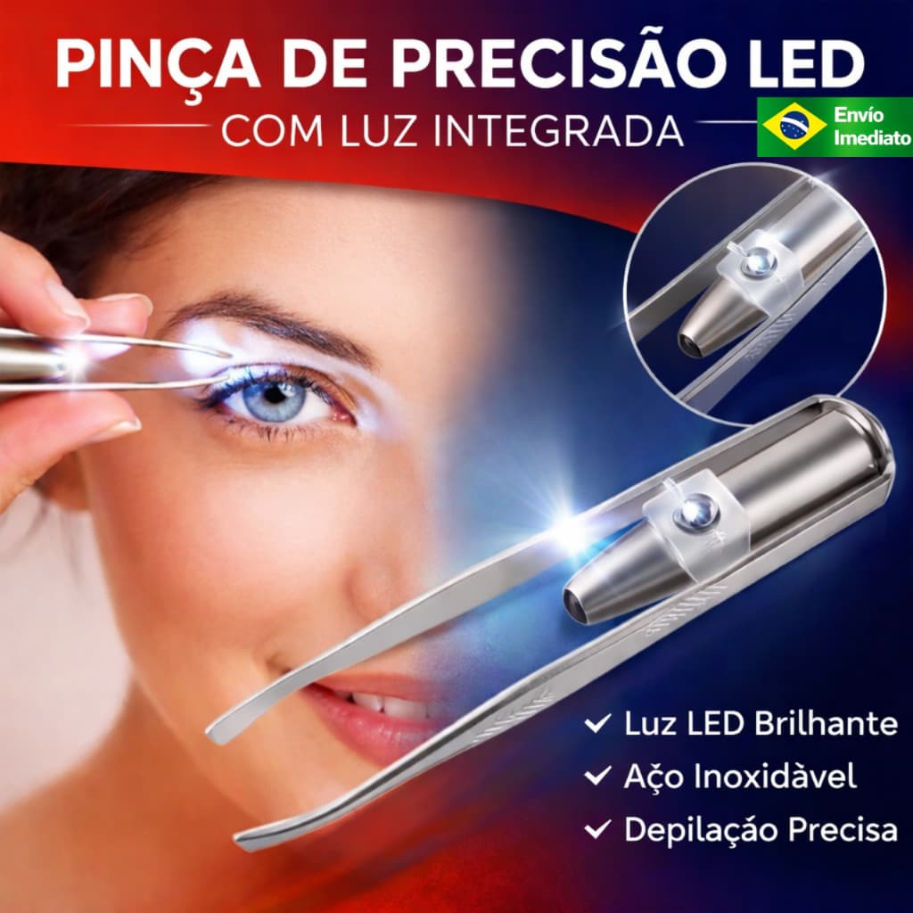 Pinça De Sobrancelha Com Luz lanterna De Led Para Desing De Sobrancelhas