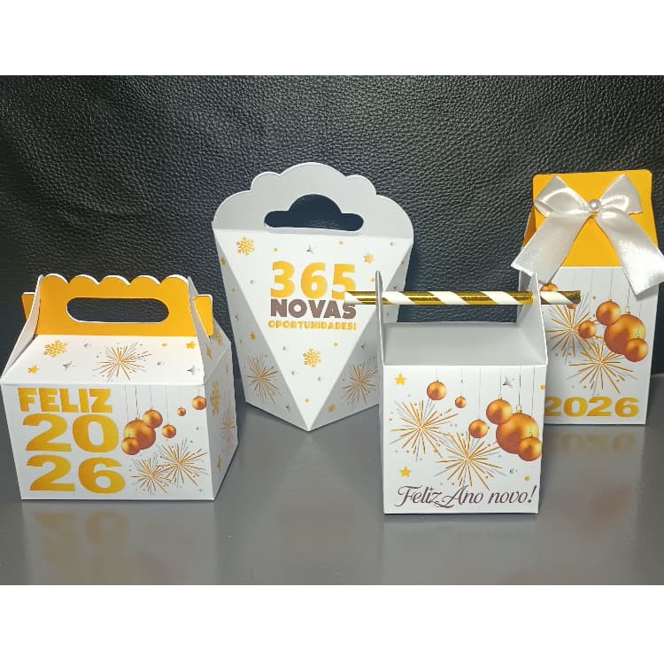 Kit Festa Pegue e Monte Clássico - Ano novo- Reveillon -Lembrancinhas - Mimos Caixinhas Personalizadas - Todos os anos
