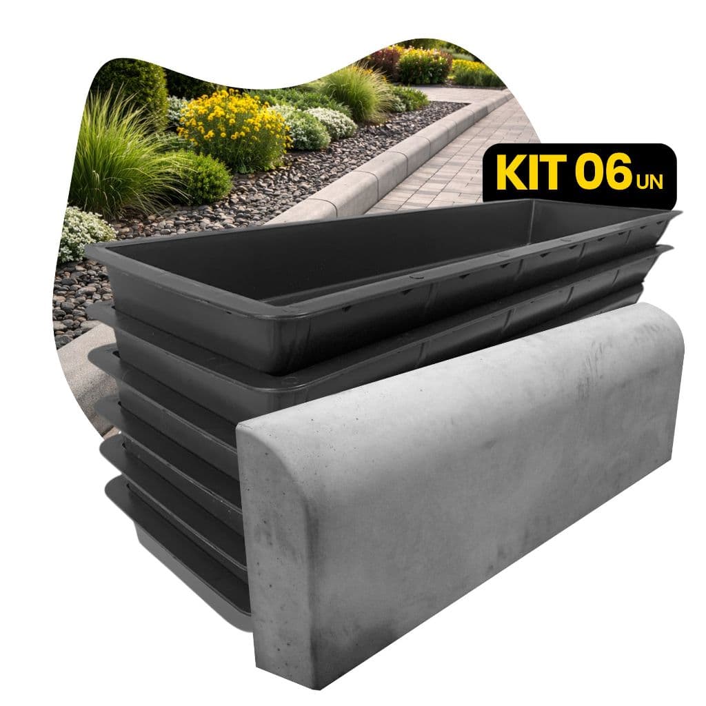 Molde Para Meio Fio Guia De Rua Pré-moldado Cimento 80x25x8 - 6 Uni