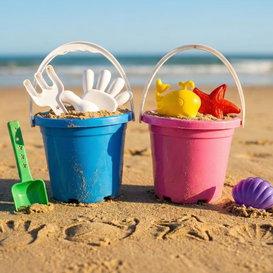 Brinquedo para Praia Balde para castelo de areia + 9 itens Kit infantil