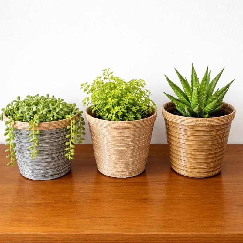 Vaso de Plantas Pequeno 2 litros Rústico Decorativo de Plástico Vaso Plantio para Planta Decoração