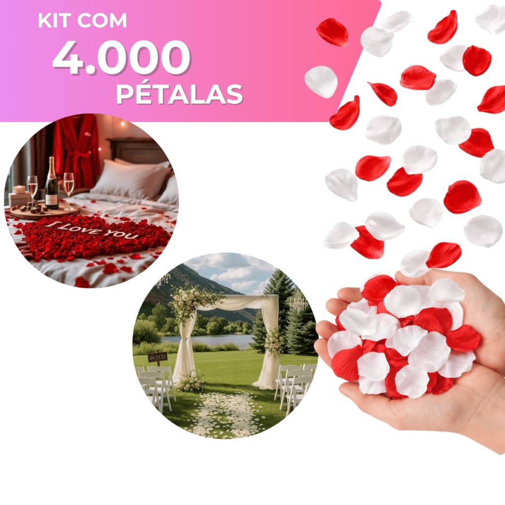 1000-4000 Pétalas De Rosas Artificiais Branca ou Vermelha Casamento Festas Noivas Decoração Kit 1000/2000/3000 Romântico
