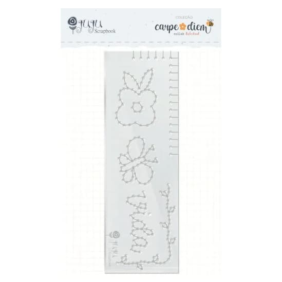 Régua de Bordado Costura para Papel "Borboleta", da marca Juju Scrapbook