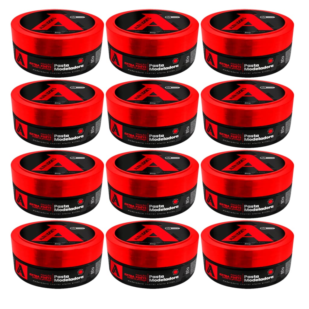 Kit 12 ou 24 Cera Modeladora Tradicional Efeito Brilho/Molhado Alfa Looks 80g