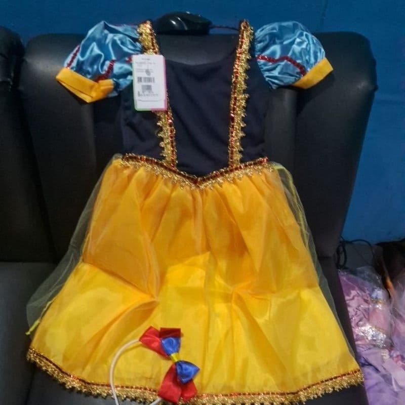Vestido Branca De Neve Para Festa Fantasia Infantil Tm 4 Para Crianças De 04 a 05 anaos