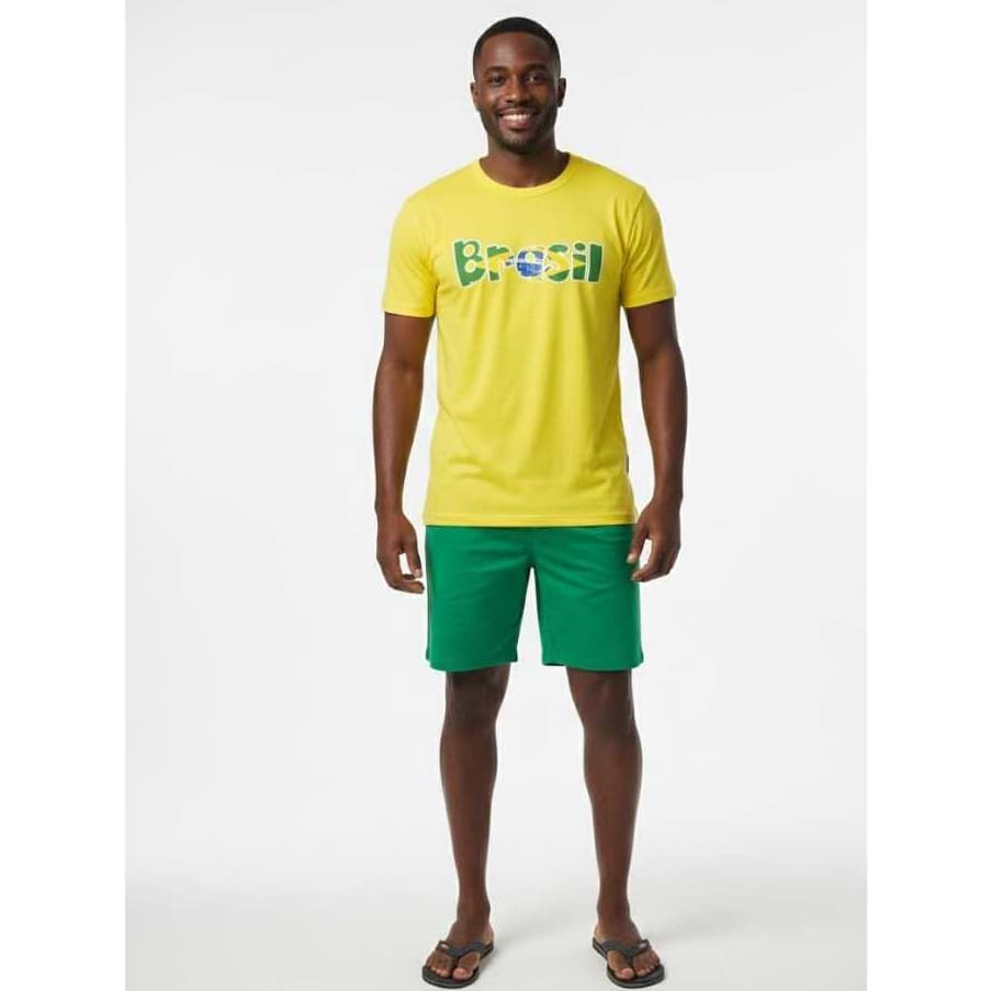 Camiseta Manga Curta Copa Brasil Unissex 100% Algodão do P ao GG Verde e Amarelo
