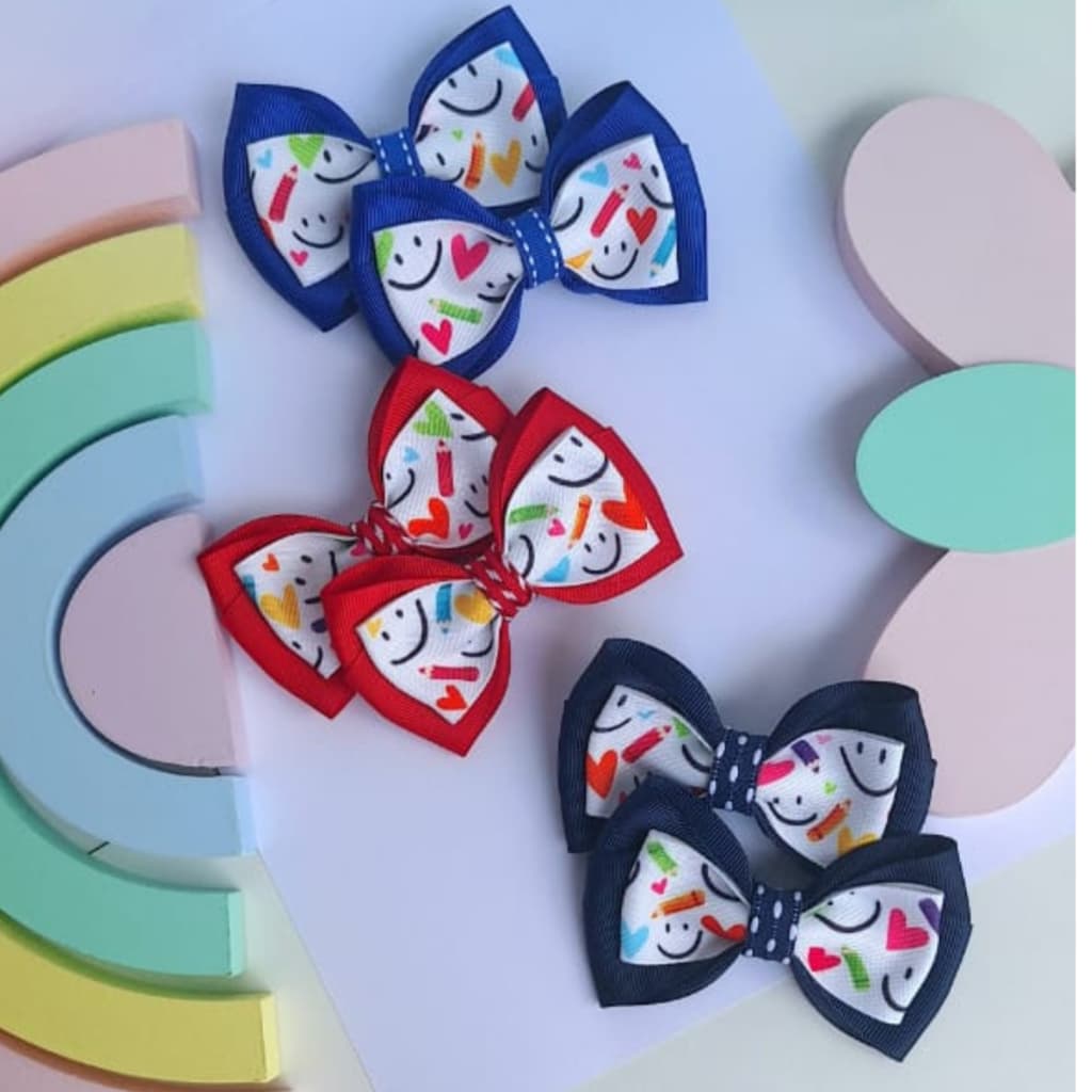 Par de Laços Infantil Escolar Azul Marinho, vermelho, azul royal - Conforto e Durabilidade