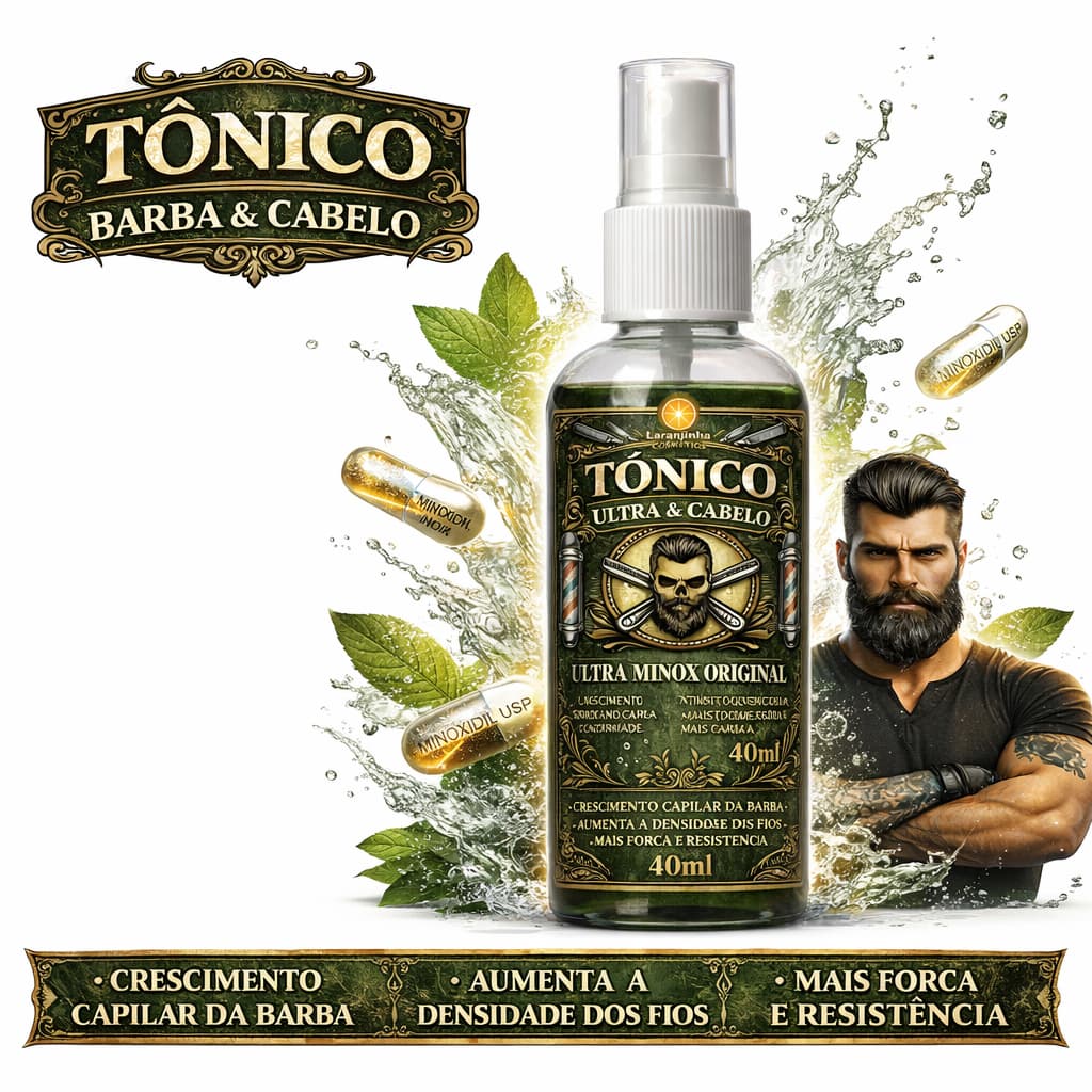 Tônico Barba e Cabelo Mais Densidade, Menos Queda, Resultados Visíveis