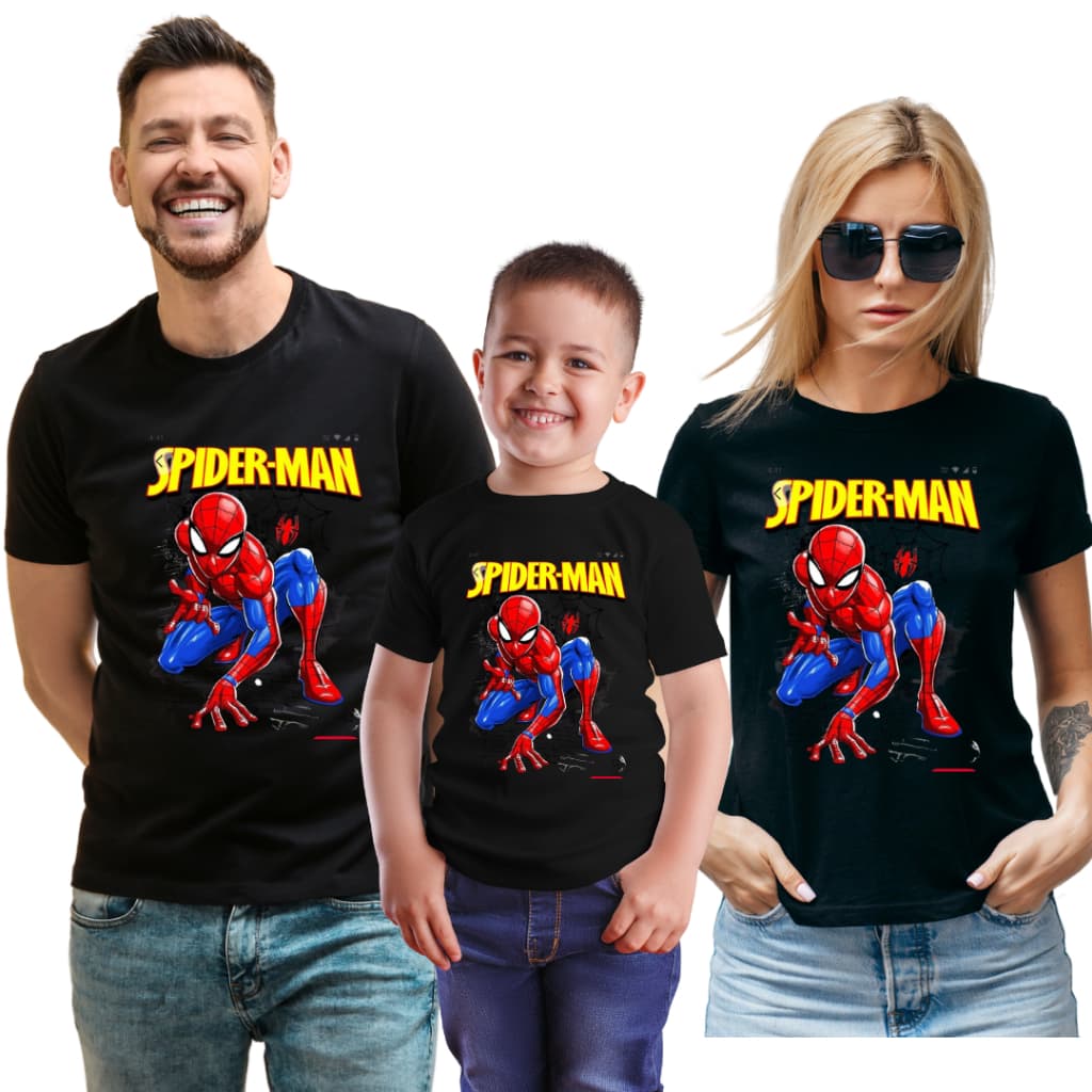 Camiseta Camisa Kit Familia SpiderMan Homem Aranha blusa 100% algodão Envio Imediato