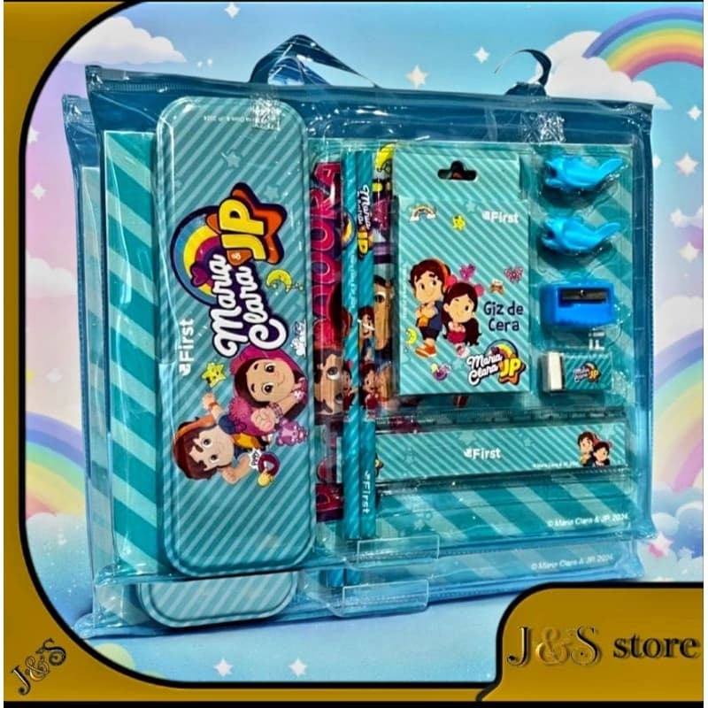 Kit Escolar Maria Clara e JP com Estojo Itens Diversos  OU Acessórios Completo