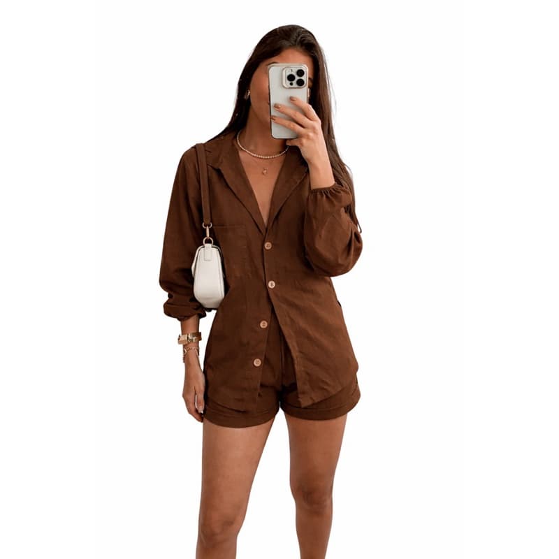 Conjunto Feminino Short e Camisa Linho