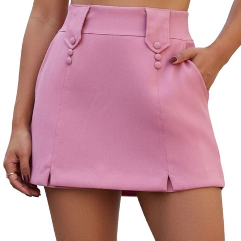 Short Saia Feminino Alfaiataria – Cintura Alta, Botões e Caimento Perfeito moda 2025