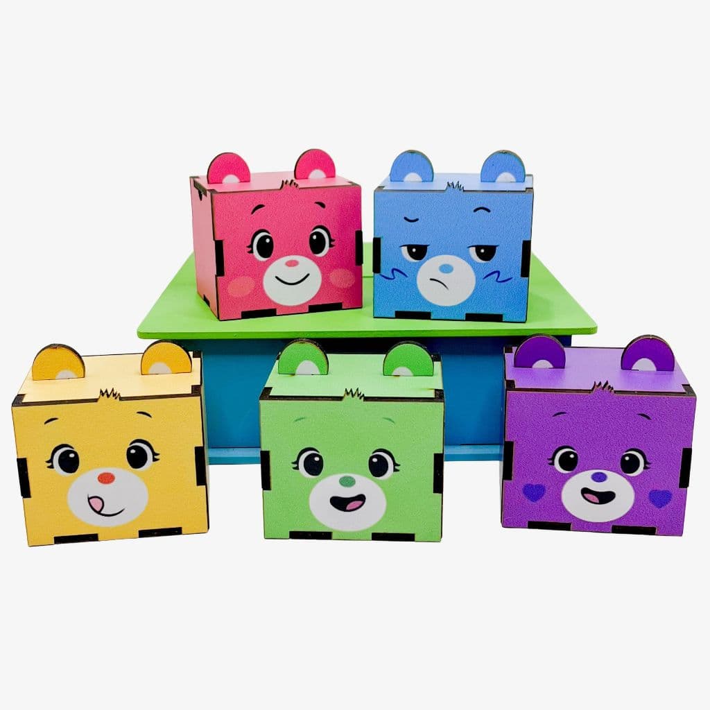 5/10/15/20PCS Mini Cubos Ursinhos Carinhosos em MDF - Lembrancinha Porta Bombom Caixinha