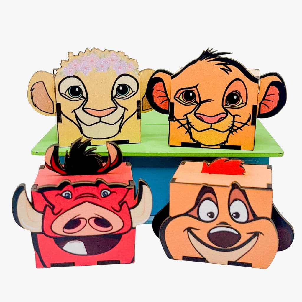 5/10/15/20PCS Mini Cubos Rei Leão em MDF - Lembrancinha Porta Bombom Caixinha