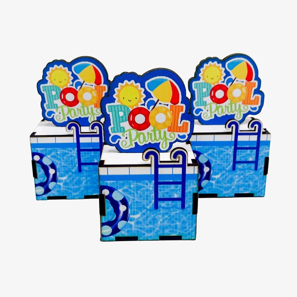 5/10/15/20PCS Mini Cubos Pool Party   em MDF - Lembrancinha Porta Bombom Caixinha