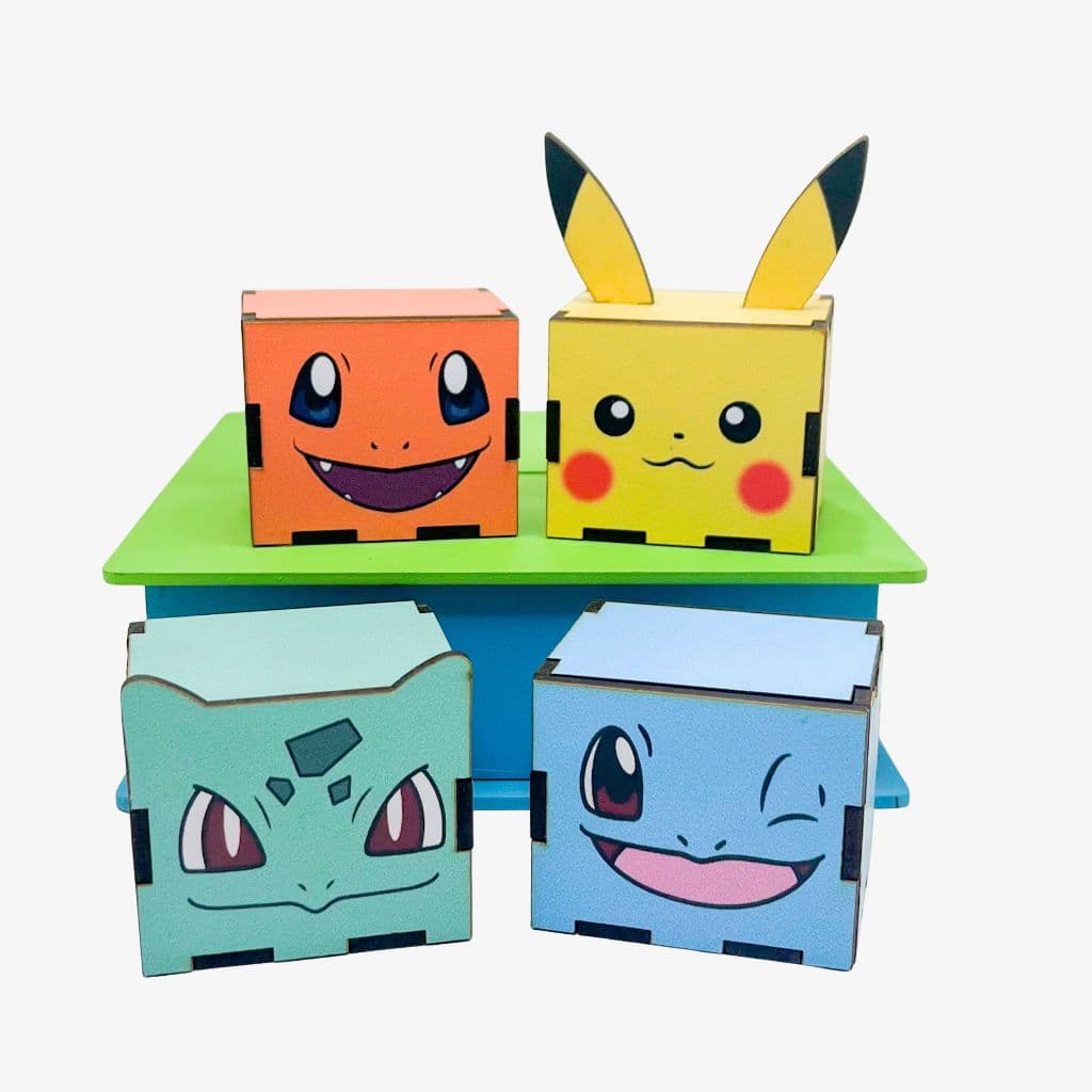 5/10/15/20PCS Mini Cubos Pokémon em MDF - Lembrancinha Porta Bombom Caixinha