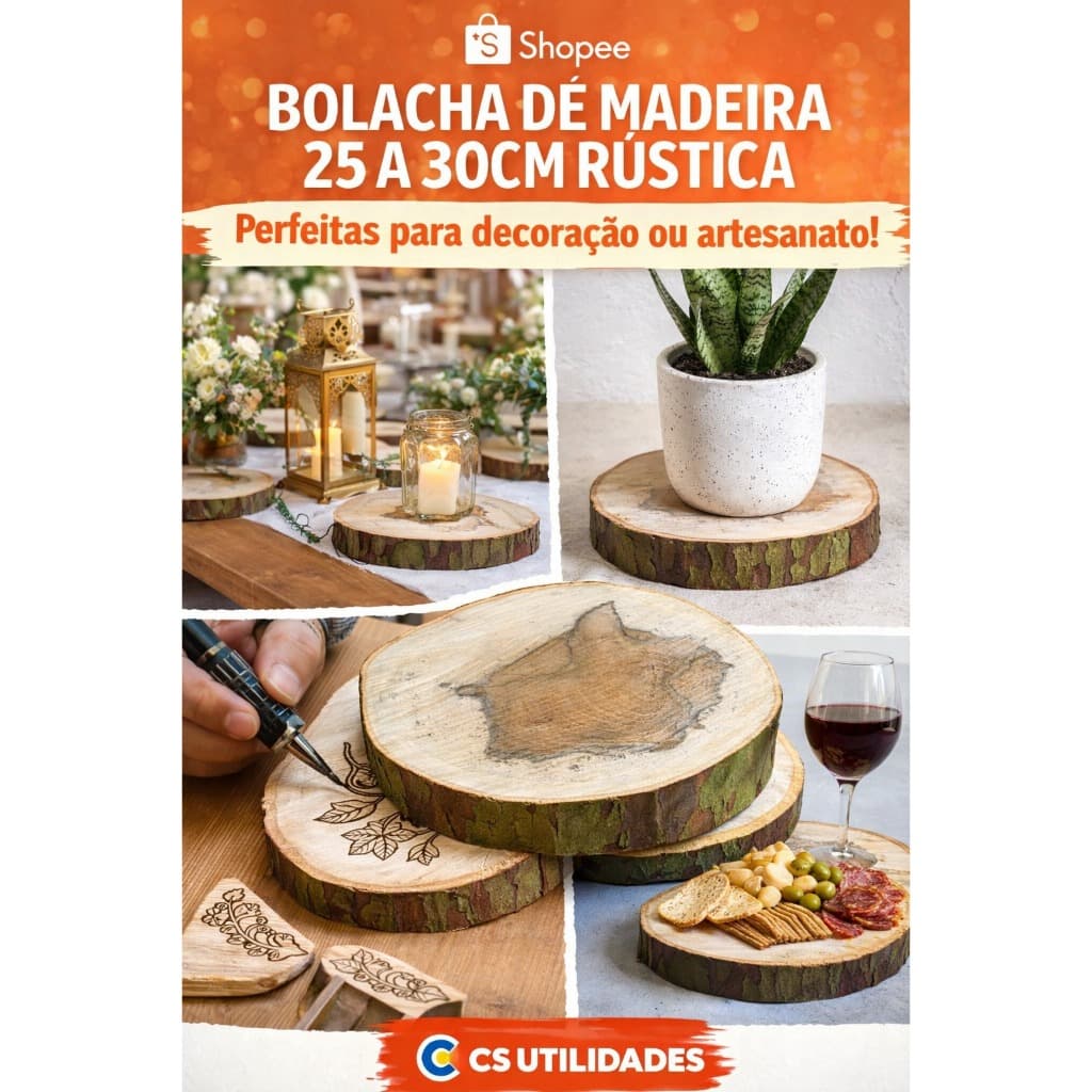 BOLACHA DE MADEIRA RUSTICA DE 25 A 30CM ARTESANATO DIY DECORAÇÃO FOTOS TABUA PLANTAS VASOS