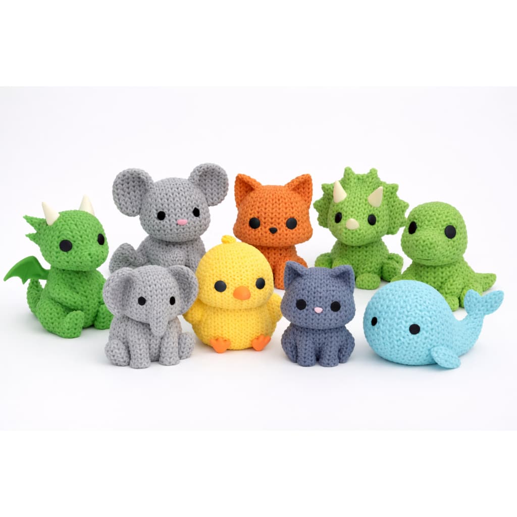 Decoração divertida fofa animais crochê tricô