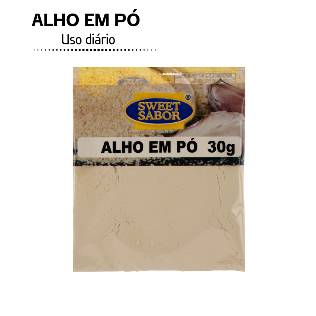 Alho em Pó 30g Tempero Uso Diário Sache Prático Realça Sabor Receitas