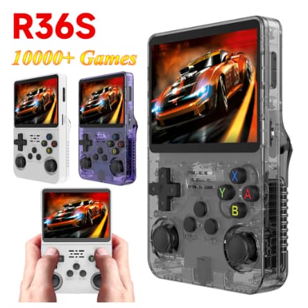 Clone Console Portátil R36S + de 15.000 Jogos Vídeo Game 64g Linux Tela IPS 3.5 Polegadas