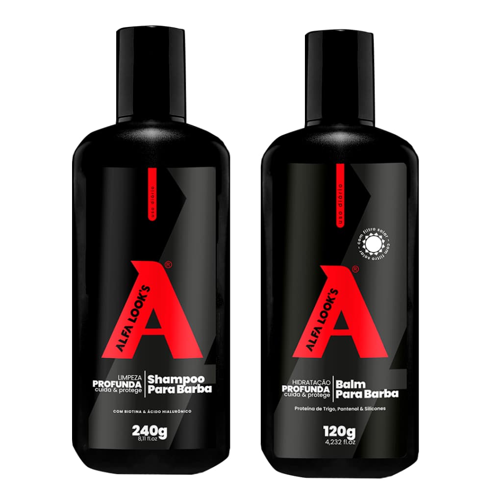 Kit Shampoo para Barba e Balm para Barba Alfa Looks