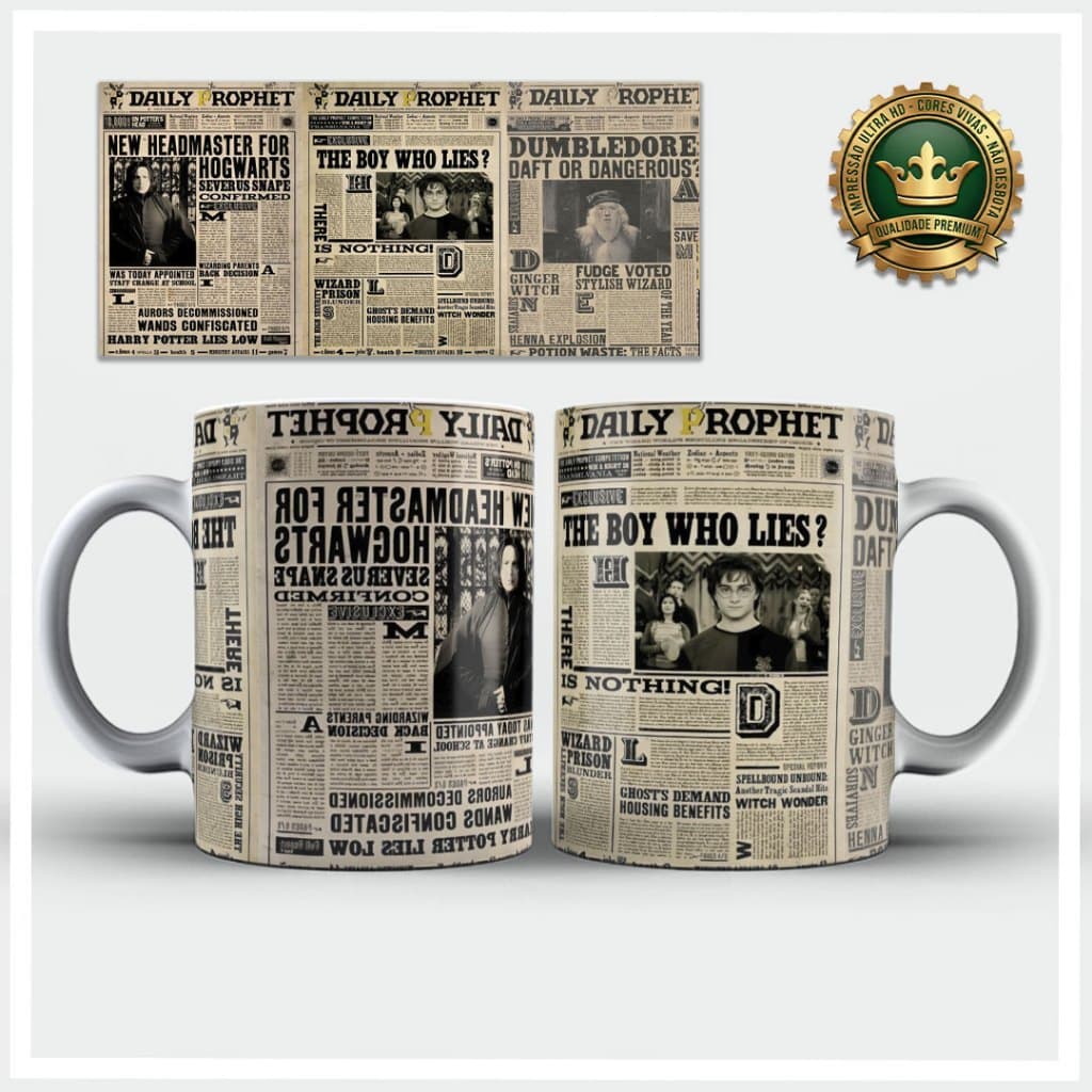Caneca Harry Potter Daily Prophet Profeta Diário - Envio 24h