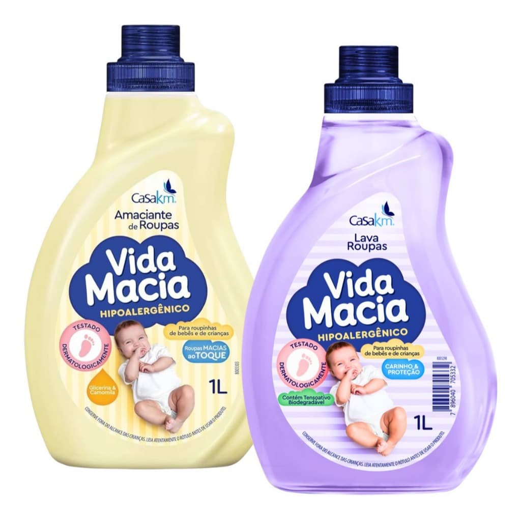 Vida Macia para roupinhas de Bebê Lava Roupas 1L ou 1 Amaciante Glicerina Camomila 1L escolha o seu