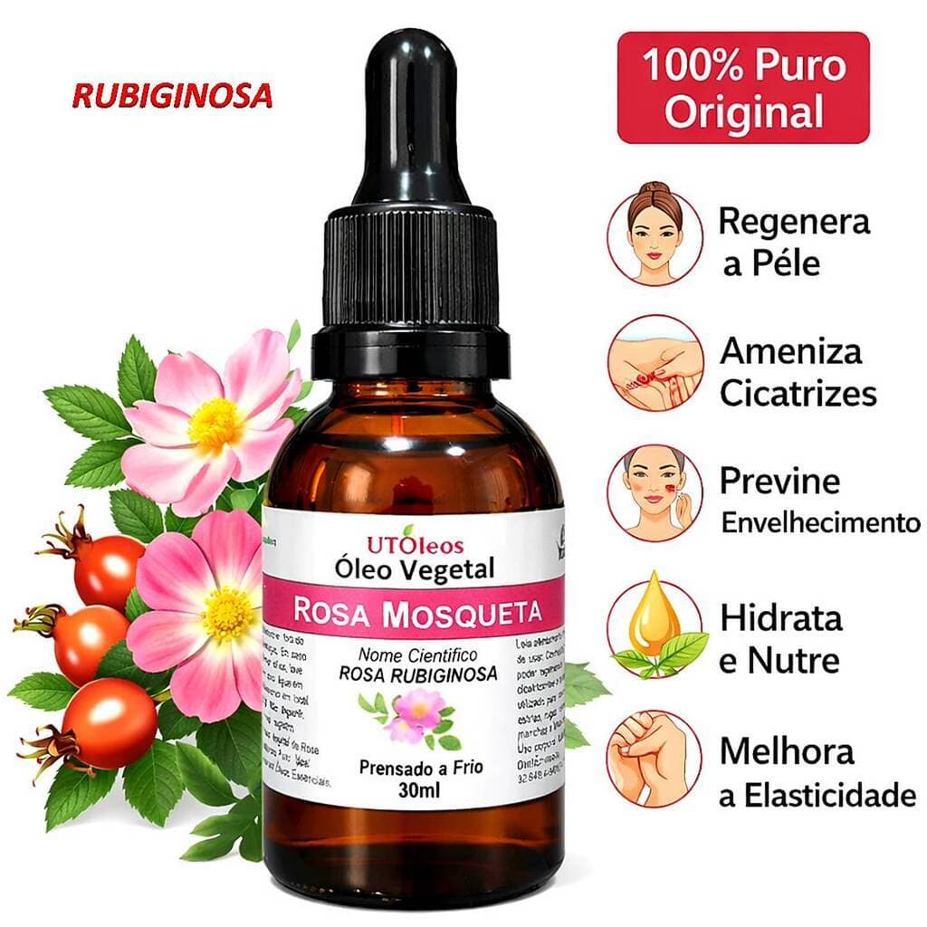 Rosa Rubiginosa 100% Puro Clareador de Manchas 30ml