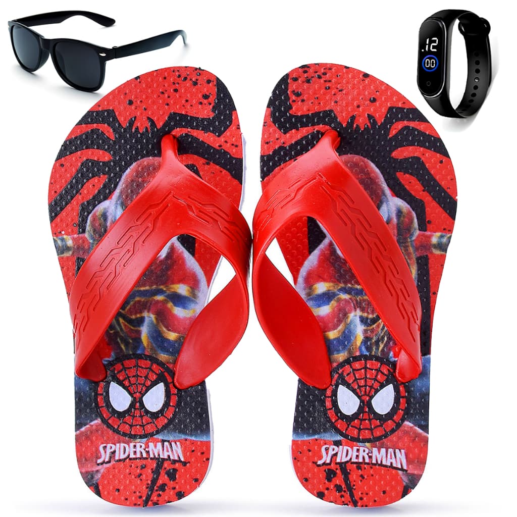Kit Chinelo Infantil Homem Aranha + Relógio + Óculos Infantil Henry Kids