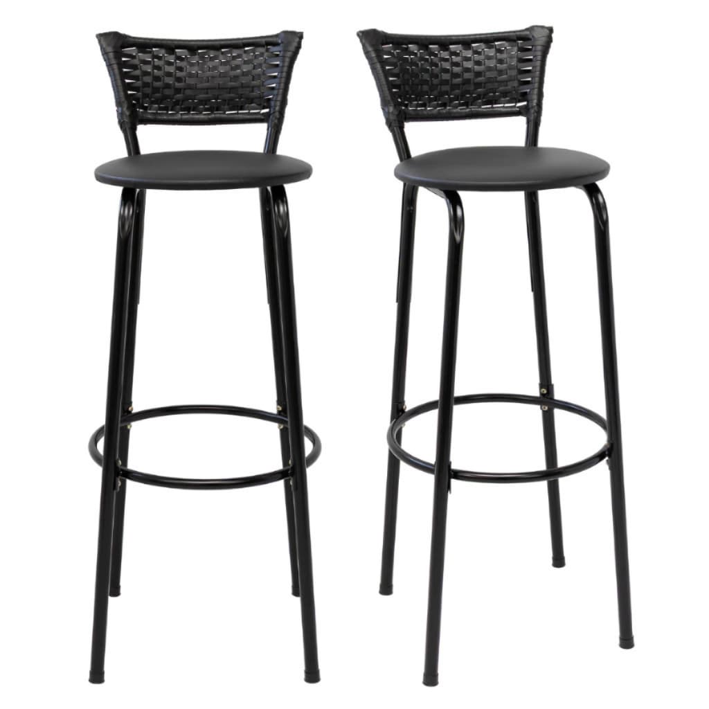 Kit 2 Banquetas Altas 80cm Junco Preto Ideal Para Bancada Cozinha Americana Bares Balcão