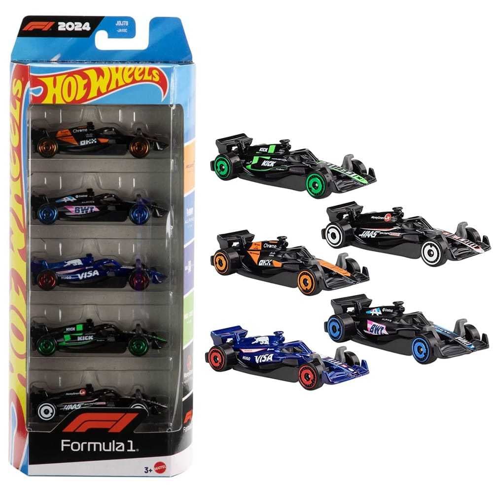Hot Wheels Pack C/ 5 Carrinhos Edição Fórmula 1 2024 - Hot Wheels Mattel Diecast