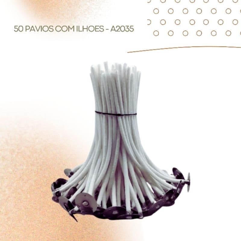 Pavios para Velas Aromáticas com ilhoes de metal - A2035 -  100 unidades