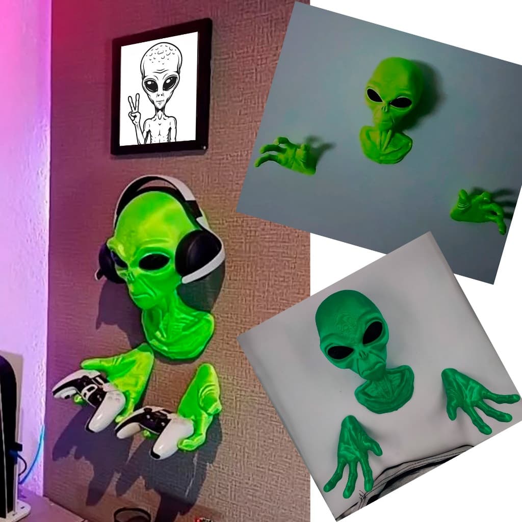 Suporte de Headset e Fone em formato de Alienígena Alien com mão suporte de parede Gamer