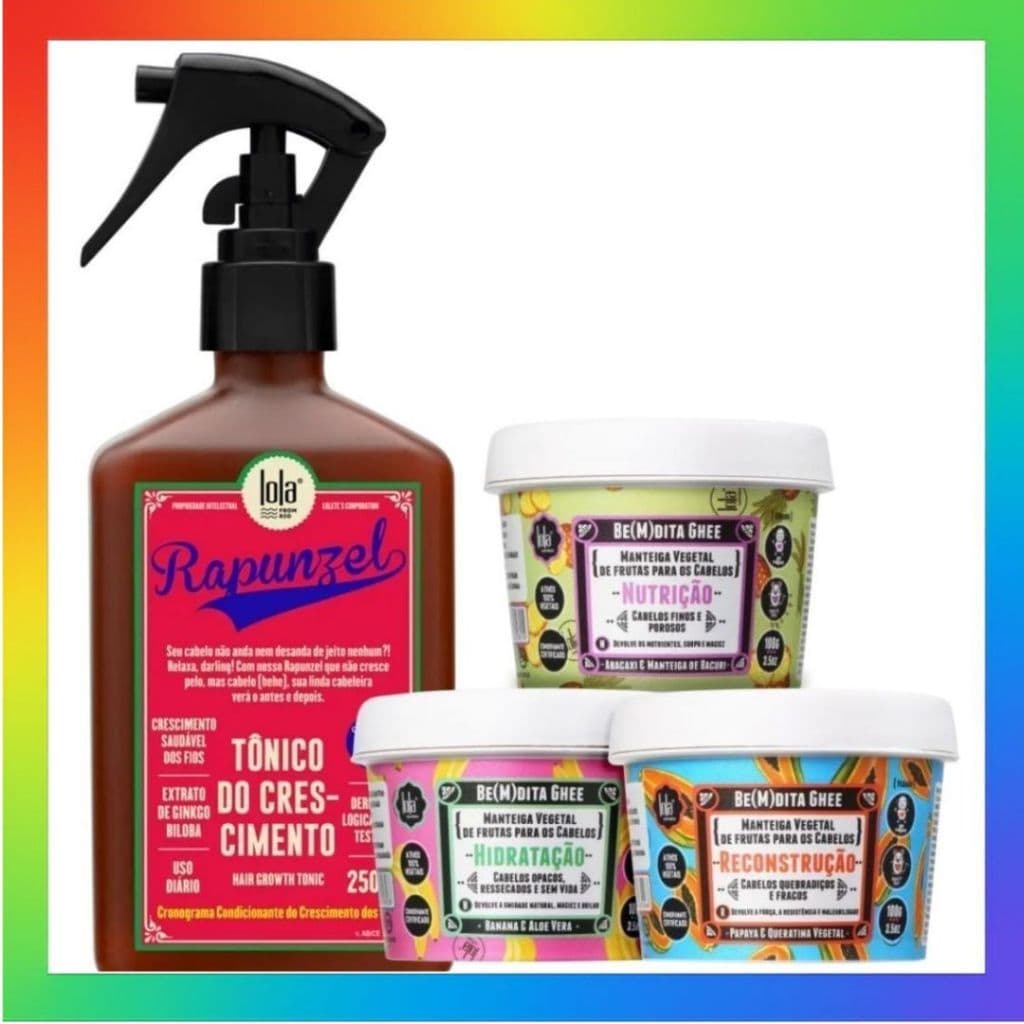 Kit Tônico Rapunzel + 3 Bemdita Ghee 100g Lola Cosmetics